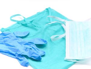 mask, gown and gloves of an emergency physician to fight the virus